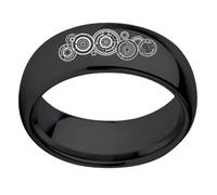JIiopCFegh diamond ring， Time Vortex Symbol Inspired Ring Doctor Lord Dome Titanium Steel(Black,U)