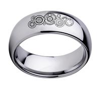 JIiopCFegh diamond ring， Time Vortex Symbol Inspired Ring Doctor Lord Dome Titanium Steel(Silver,O)