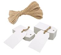 jijAcraft 100 Pcs Kraft Paper Gift Tags, 7x4CM White Blank Hang Tags with Jute Twine for Christmas Party Decorations and DIY Crafts
