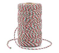 jijAcraft 100M Christmas String for Crafts: 2MM Red Green and White Cotton Bakers Twine String, 328 Feet Packing Twine for DIY Crafts, Gift Wrapping, Christmas Decoration