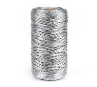 jijAcraft 100M Silver String Twine: 1.5MM Christmas Metallic Craft String for Gift Wrapping, Silver Metallic Thread Twine for DIY Craft & Christmas Decoration