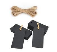 jijAcraft 100PCS Black Tags, 9X4.5CM Kraft Paper Gift Tags for Crafts Rectangle Blank Hang Tag with 20M Jute Twine
