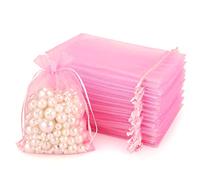 jijAcraft 100Pcs Pink Organza Bags, 10x15CM Organza Gift Bags, Jeweller Pouches Drawstring Bag, Medium Party Sweet Bag For Wedding, Birthday, Christmas, Gift Wrapping