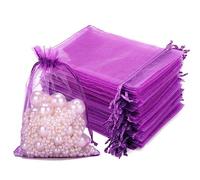 jijAcraft 100Pcs Purple Organza Bags, 10x15CM Organza Gift Bags, Jeweller Pouches Drawstring Bag, Medium Party Sweet Bag For Wedding, Birthday, Christmas, Gift Wrapping