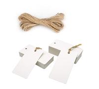 jijAcraft 100PCS White Paper Tags, 9X4.5CM Kraft Paper Gift Tags for Crafts Rectangle Blank Hang Tag with 20M Jute Twine