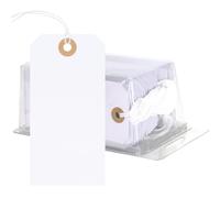 jijAcraft 120x60mm Large Tags with String: Pre-Attached Blank Price Labels Luggage Tags, 100Pcs Boxed Cotton Cord Tag, White Pricing Labels for Marking Clothes, Luggage, Package