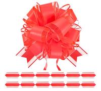 jijAcraft 12pcs Red Pull Bows: 6inch Large Pull Bows for Gift Wrapping, Ribbon Gift Bow for Wedding Birthday Christmas Party Decorations, Perfect for Boxes Cars Baskets Flower Bouquets