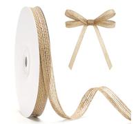 jijAcraft 1CM Natural Burlap Ribbon: 20 Yards Brown Hessian Ribbon for DIY Crafts, Rustic Jute Ribbons for Gift Wrapping, Florist, Wedding, Party & Home Decor
