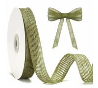 jijAcraft 20 mm Jute Ribbon Sage Green Narrow: 18 m Rustic Jute Gift Ribbon Wedding Decoration, Burlap Vintage Ribbon for Bottle Decoration, Hessian Decorative Ribbon for Gift Wrapping, Spring