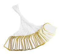 jijAcraft 200 Pcs White Price Tags with String: 45 x 25mm Small Pre-Strung Luggage Tags, Blank Gift Labels with Gold Border, Marking Paper Labels for Jewelry, Clothing Display Price
