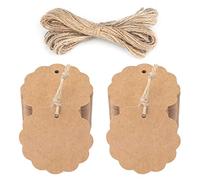 jijAcraft 200PCS Brown Flower Round Gift Tags, 6CM Kraft Paper Tags Rustic Wedding Hang Tags Favor Gift Tags with 20M Jute Twine for Crafts/Price/Naming Tags