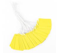 jijAcraft 200Pcs Yellow Price Tags with String: 45x25mm Small Display Tags | Pre-Strung Gift Label Paper Luggage Labels for Marking Jewelry, Clothing, Parcel, Display Price, DIY Crafts