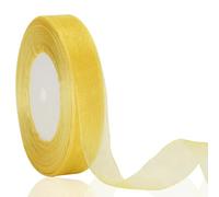 jijAcraft 20mm Gold Organza Ribbon: 45m Sheer Organza Chiffon Ribbons Craft Ribbons Gift Wrapping Ribbon for Weddings Crafts Gift Bows Party Christmas Decorations