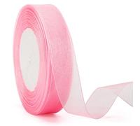 jijAcraft 20mm Pink Organza Ribbon: 45m Sheer Ribbon for Gift Wrapping