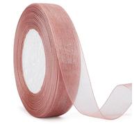 jijAcraft 20mm Rose Gold Organza Ribbon: 45m Sheer Ribbon for Gift Wrapping