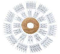 jijAcraft 3.5cm Mini Wooden Pegs White: 100Pcs Mini Pegs for Photos Wooden Photo Display Clips Small Clothes Peg for Hanging Photos Cards DIY Crafts