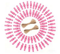 jijAcraft 3.5cm Pink Wooden Pegs: 100Pcs Mini Photos Pegs for DIY Crafts, Small Wooden Clothes Peg for Hanging Photos Cards, Photo Wall Display Clips for Birthday, Party Decoration