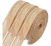 jijAcraft 30M Natural Burlap Ribbon, 2CM Hessian Ribbon for Gift Wrapping | 3Rolls Rustic Jute Ribbon, Brown Craft Ribbons for DIY Crafts, Bouquets, Florist, Wedding, Party, Christmas Decorations