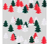 jijAcraft 3D Christmas Tree Paper Garland: 2PCS Red Green White Tree Hanging Paper Streamer, 8M Hanging Bunting Decorations for Christmas Party Supplies
