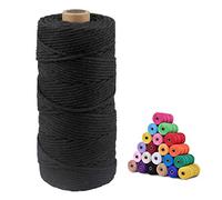 jijAcraft 3MM Macrame Cord, 100M Black Cotton String Twine for Crafts, Graden String Cotton Rope for DIY Crafts Wall Hanging Plant Hanger Knitting Bundling Wrapping