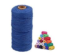 jijAcraft 3MM Macrame Cord, 100M Blue Cotton String Twine for Crafts, Graden String Cotton Rope for DIY Crafts Wall Hanging Plant Hanger Knitting Bundling Wrapping