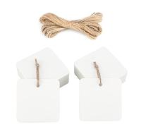 jijAcraft 5.5CM White Gift Tags, 100PCS Square Tags with 30M Jute Twine for Crafts