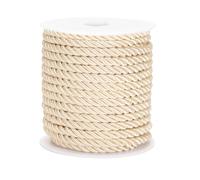 jijAcraft 5 mm Champagne Twisted Cord: 20 m 3-Layer Braided Thick Rope, Polyester Decorative Cord for Home Decor, Glitter Cord Silk Ribbons for Crafts, Christmas Bag Cords