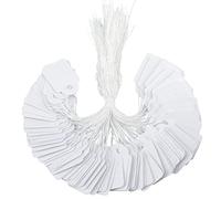 jijAcraft 500Pcs Mini Price Tags with String: 24 x 15mm White Luggage Tags Paper Blank Gift Marking Strung Labels for Jewelry Clothing Display Price