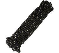 jijAcraft 8MM Black Nylon Rope: Thick Nylon Washing Line 20M Solid Binding Hanging Twisted Cord, Heavy Duty Rope for Garden, Hammock, Camping Trips, Marine Rigging (Black with Yellow Dots)