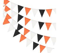 jijAcraft Black Orange White Burlap Bunting: 36PCS Pre-strung Hessian Bunting 12M Halloween Theme Banner Outdoor Waterproof Banner for Halloween Birthday Garden Party Decorations