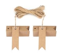 jijAcraft Brown Paper Gift Tags: 7x2cm Mini Tags, 100PCS Kraft Paper Hang Tag and Jute Twine for Weddings, Christmas, Birthdays, Crafts