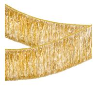 jijAcraft Champagne Gold Fringe Garland: 2M Glitter Metallic Tinsel Foil Fringe Garland, 20cm Shiny Tinsel Party Decoration for Car Parade Floats Birthday Weddings Anniversaries Christmas