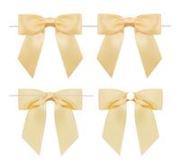 jijAcraft Champagne Gold Self Adhesive Bows: 24Pcs Satin Gift Bows, 9x8.5cm Twist Tie Bow for Gift Wrapping, Sticky Ribbon Bow for Christmas, DIY Crafts, Birthday, Wedding, Party Decoration