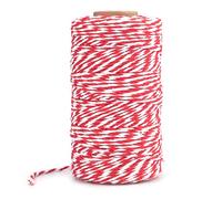jijAcraft Christmas Red and White String: 100M Cotton Bakers Twine, 2MM Garden Thread Twine, 328 Feet Durable Cotton String for DIY Crafts, Gift Wrapping, Packing, Christmas Decoration