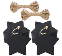 jijAcraft Christmas Star Gift Tags: 100Pcs Black Kraft Paper Tags with String, Christmas Hang Gift Tag for Presents, Gift Wrapping, Xmas DIY Crafts