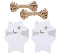 jijAcraft Christmas Star Gift Tags: 100Pcs White Kraft Paper Tags with String, Christmas Hang Gift Tag for Presents, Gift Wrapping, Xmas DIY Crafts