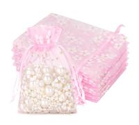 jijAcraft Daisy Organza Pouches Baby Pink: 10x12CM Organza Gift Bags, 30PCS Jewelry Drawstring Pouches for Wedding, Birthday, Baby Shower, Party, Craft Storage, Gift Wrapping