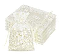 jijAcraft Daisy Organza Pouches Cream: 10x12CM Organza Gift Bags 30PCS Jewelry Drawstring Pouches for Wedding, Birthday, Baby Shower, Party, Craft Storage, Gift Wrapping