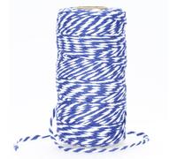 jijAcraft Dark Blue and White String,100M Cotton Twine String for Crafts and Wrapping