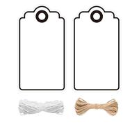 jijAcraft Gift Tags with Black Borders: 5x9CM White Paper Tags 100PCS Blank Labels for Gift Wrapping DIY Crafts Hang Labels with String for Birthday Wedding Baby Shower Christmas Parties