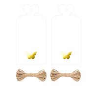 jijAcraft Gift Tags with Gold Butterfly: 5x10CM White Paper Tags 100PCS Wedding Labels with String Blank Favour Tag for Gift Wrapping DIY Crafts Wedding Birthday