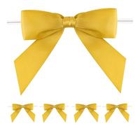 jijAcraft Gold Small Bows Self-Adhesive: Ready Gift Bow with Wire 9 x 8.5 cm Decorative Bows for Crafts Pack of 50 Satin Bows for Flower Wreath, Branches, Christmas Tree