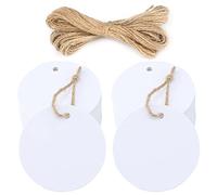 jijAcraft Kraft Paper Gift Tags,100PCS White Round Tags for Crafts, 5.5cm White Wedding Favour Labels with String