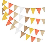 jijAcraft Orange Yellow Burlap Bunting: 36PCS Pre-strung Hessian Bunting 12M Garden Outdoor Banner Burlap Triangle Flags Banner for Wedding Birthday Baby Shower Nursery Garden Decorations