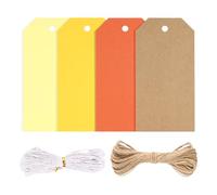 jijAcraft Orange Yellow Paper Gift Tags: 5 x 10 cm Blank Kraft Paper Tags Pack of 120 Paper Labels for Labelling Gift Tags Tags with Hole and String for Party Gift