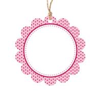 jijAcraft Pink Round Gift Tags: 6.35CM Paper Circle Tags, 50PCS Polka Dots Round Labels, Flower Shaped Favour Labels with String for Birthday, Gift Wrapping, Party, DIY Crafts