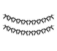 jijAcraft Pre-strung Black Bows Garland: 2pcs x 2.5m Satin Bow Garland with 20pcs Bows 12x13CM Satin Bow Bunting Banner for Wedding Birthday Party Decorations