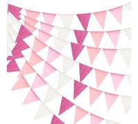 jijAcraft Pre-strung Pink Hessian Bunting: 60PCS Burlap Bunting 20M Garden Outdoor Hessian Banner Burlap Triangle Flags Banner for Wedding Birthday Baby Shower Nursery Garden Decorations