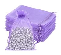 jijAcraft Purple Large Organza Bags 13 x 18 cm Gift Bags with Drawstring Transparent Jewellery Bags Pack of 50 Organza Bags Wedding for Filling Gift Sweets