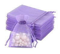 jijAcraft Purple Small Organza Bags 7 x 9 cm Gift Bags with Drawstring Transparent Jewellery Bags Pack of 50 Organza Bags Wedding for Filling Gift Sweets